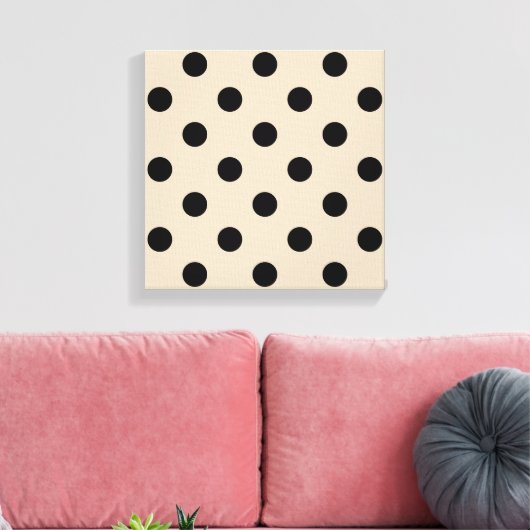Black Polka Dot Pattern - Tan Leinwanddruck (Insitu (Wohnzimmer))
