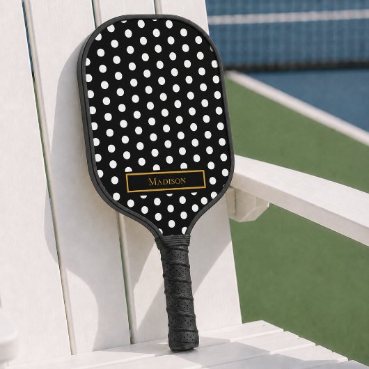 Black Polka Dot Pickleball Paddle