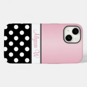 Black Polka Dot Pink Case-Mate iPhone Hülle (Rückseite (Horizontal))