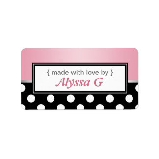 Black Polka Dot Pink Personalisiert Baking Labels Adressaufkleber