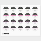 Black Polka Dot & Pink Trim Address Stickers (Blatt)
