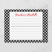 Black Polka Dot Rezept Card Postkarte (Rückseite)