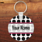 Black Polka Dot Schlüsselanhänger (Vorderseite)