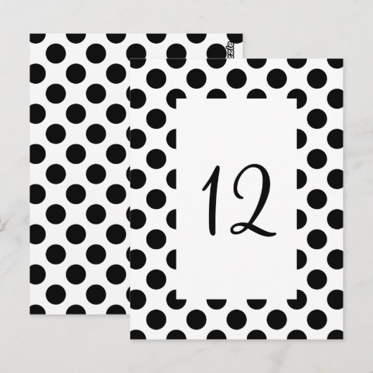 Black Polka Dot Tischnummer Postcard (Vorne/Hinten)