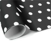 Black Polka Dot Wrapping Paper Geschenkpapier (Rolleneckpunkt)