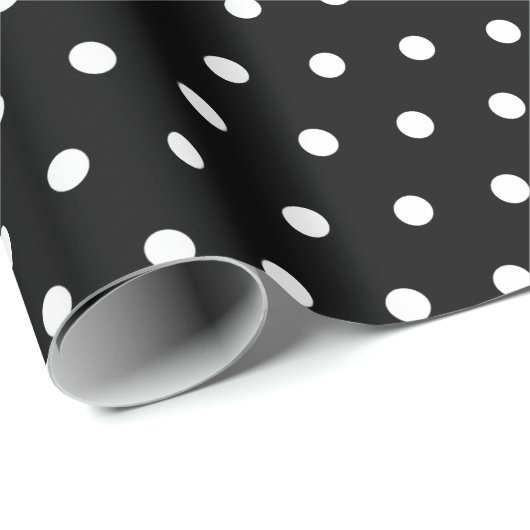 Black Polka Dot Wrapping Paper Geschenkpapier (Rolleneckpunkt)