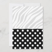 Black Polka Dot Zebra Print Baby Dusche Einladung (Rückseite)