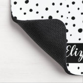Black Polka Dots Abstrakt Minimaler Name Mousepad (Ecke)