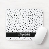 Black Polka Dots Abstrakt Minimaler Name Mousepad (Mit Mouse)