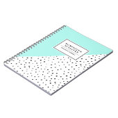 Black Polka Dots Aqua Abtract Muster Personalisier Notizblock (Linke Seite)