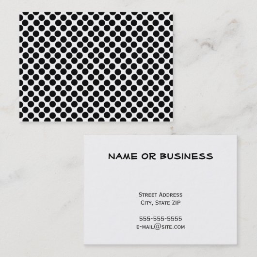 Black Polka Dots Business Card Visitenkarte (Vorne/Hinten)