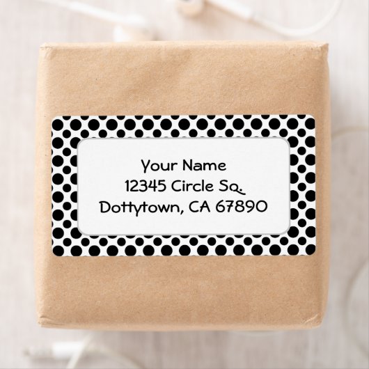 Black Polka Dots Custom Address Large Label (Insitu)