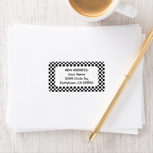 Black Polka Dots Custom New Return Address Label Adressaufkleber (Insitu)