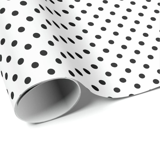 Black Polka Dots Geschenkpapier (Rolleneckpunkt)