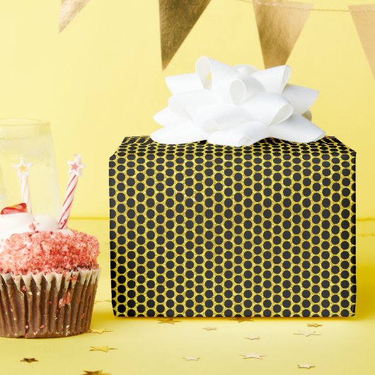 Black Polka Dots Gold Glittery Golden Elegant Nied Geschenkpapier (Geburtstagsparty)