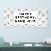 Black Polka Dots Happy Birthday Banner (Messe)