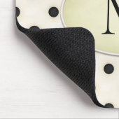 Black Polka Dots Ivory & Blassgelb Mit Monogramm Mousepad (Ecke)
