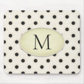Black Polka Dots Ivory & Blassgelb Mit Monogramm Mousepad (Vorne)