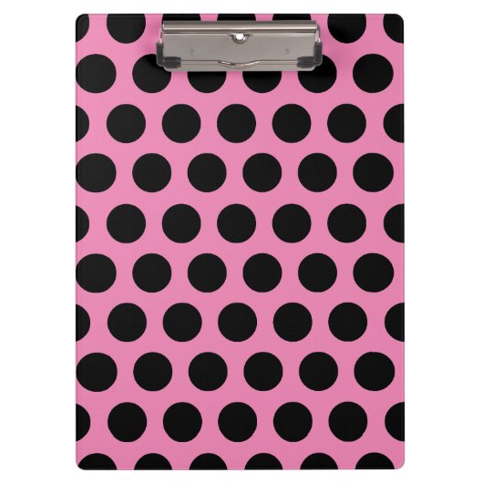 Black Polka Dots Klemmbrett (Vorderseite)