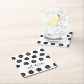 Black Polka Dots Kunsthandwerk gezeichnet Zeitlose Rechteckiger Pappuntersetzer (Vor Ort)