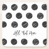 Black Polka Dots Kunsthandwerk gezeichnet Zeitlose Rechteckiger Pappuntersetzer (Vorderseite)