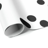 Black Polka Dots Large Geometric Muster White Wra Geschenkpapier (Rolleneckpunkt)