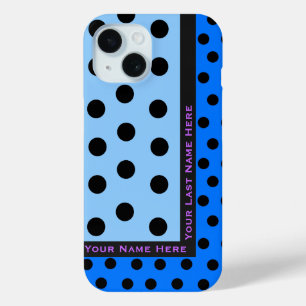 Black Polka Dots on Blues - Personalisiert Case-Mate iPhone Hülle