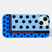 Black Polka Dots on Blues - Personalisiert Case-Mate iPhone Hülle (Rückseite (Horizontal))