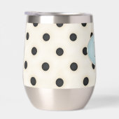Black Polka Dots on Ivory Mit Monogramm (Blassblau (Rechts)