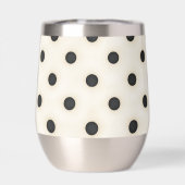 Black Polka Dots on Ivory Mit Monogramm (Blassblau (Rückseite)
