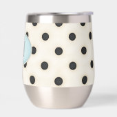Black Polka Dots on Ivory Mit Monogramm (Blassblau (Links)