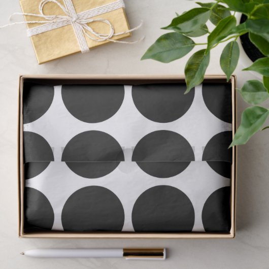 Black Polka Dots on White Tissue Paper Seidenpapier (Geschenk)