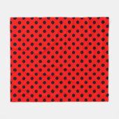 Black Polka Dots Pattern on Red Background Fleecedecke (Vorderseite (Horizontal))