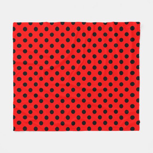 Black Polka Dots Pattern on Red Background Fleecedecke (Vorderseite (Horizontal))