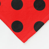 Black Polka Dots Pattern on Red Background Fleecedecke (Ecke)