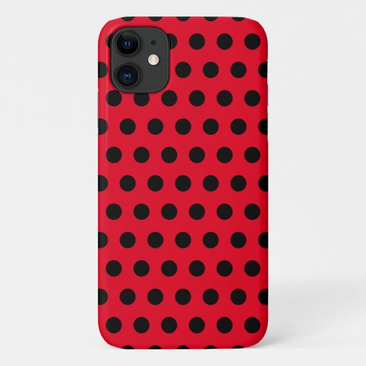 Black Polka Dots Red iPhone Case oder wählen Sie F (Rückseite)