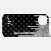 Black Polka Dots und Silver Glitzer Case-Mate iPhone Hülle (Rückseite (Horizontal))