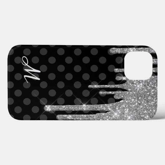 Black Polka Dots und Silver Glitzer Case-Mate iPhone Hülle (Rückseite (Horizontal))