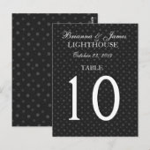 Black Polka Dots Wedding Tischnummer Card (Vorne/Hinten)