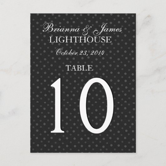 Black Polka Dots Wedding Tischnummer Card (Vorderseite)
