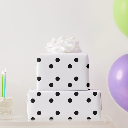 Black Polka Dots White Custom Color Holiday 2023 Geschenkpapier (Partygeschenke)