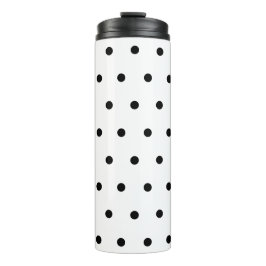Black Polka Dots White Thermosbecher