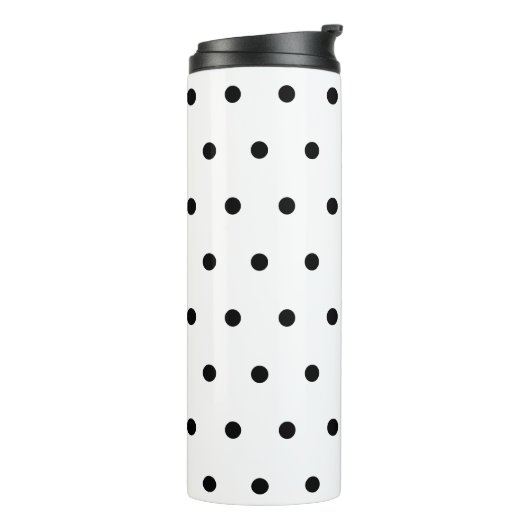 Black Polka Dots White Thermosbecher (Nach links gedreht)