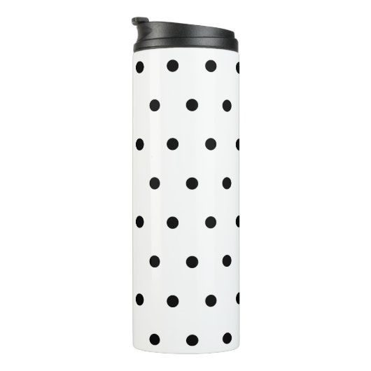 Black Polka Dots White Thermosbecher (Nach rechts gedreht)