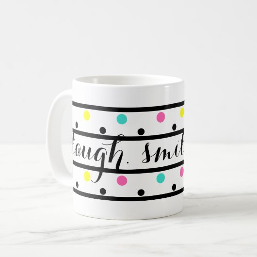 Black Polka Dots Zitat Kaffeetasse (Vorderseite Links)