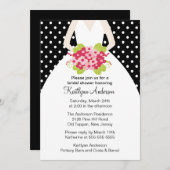 Black Polka Dotted Bride Bridal Dusche Einladung (Vorne/Hinten)