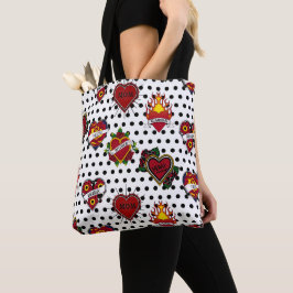 Black Polka Dotted Mama Tattoo Tasche
