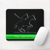 Black Polo Pony and Rider, grüner Farbstreifen Mousepad (Mit Mouse)