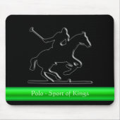 Black Polo Pony and Rider, grüner Farbstreifen Mousepad (Vorne)