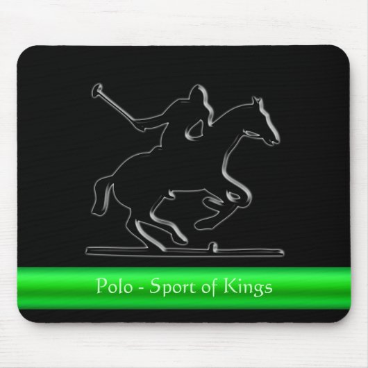 Black Polo Pony and Rider, grüner Farbstreifen Mousepad (Vorne)
